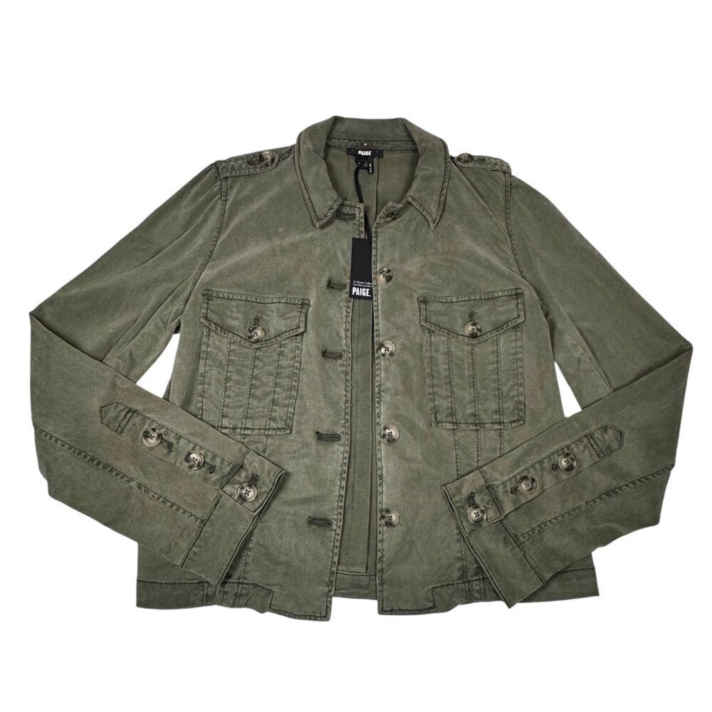 NWT PAIGE Pacey Jacket Sz.L Vintage Ivy Green  Buttons Preppy Minimalist $249 - Picture 16 of 16